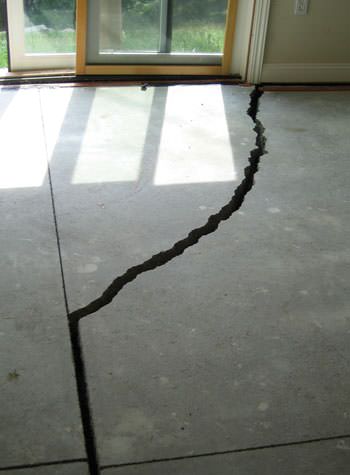 severely cracked foundation slab floor in Kearney, NJ