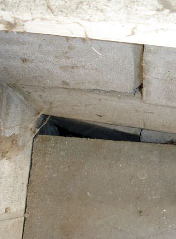 inward rotation of a foundation wall damaged by street creep in a garage in West Orange, NJ