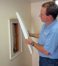 wall anchor covers installed in a foundation repair for a Plainfield, NJ home.