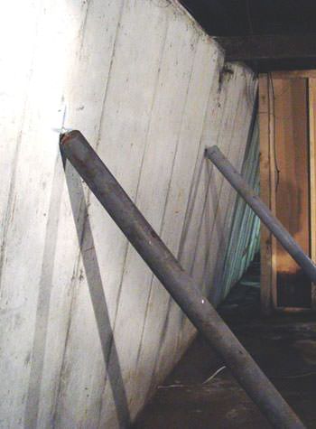 A foundation wall leaning in at the top in Montclair, NJ
