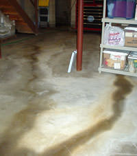 Flooding entering a basement through a floor crack in Plainfield, NJ