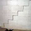 A diagonal stair step crack along the foundation wall of a Union City home
