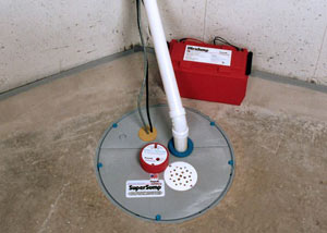 A sump pump system with a battery backup system installed in East Orange